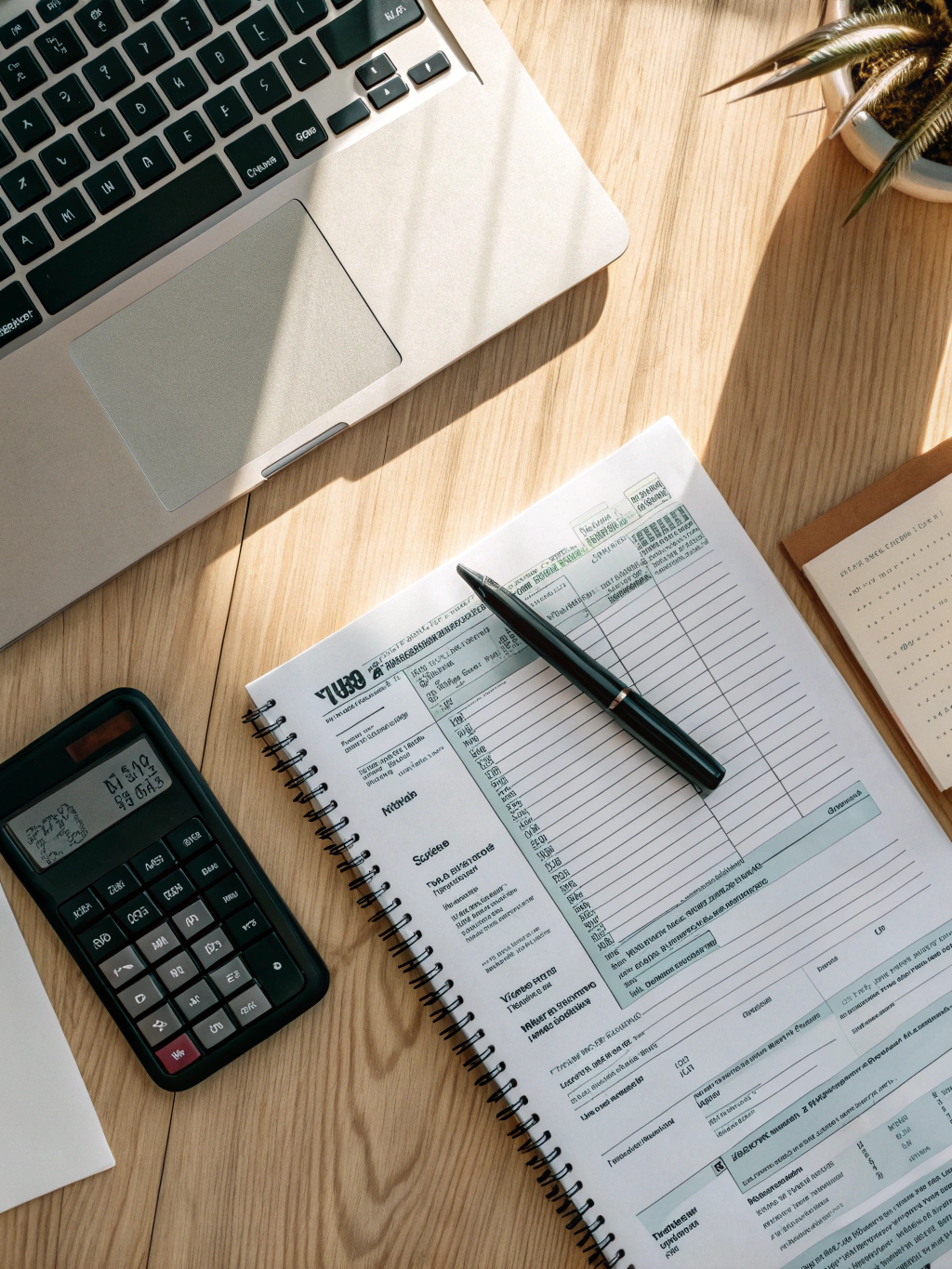 Professional tax preparation workspace with financial documents and digital analysis tools