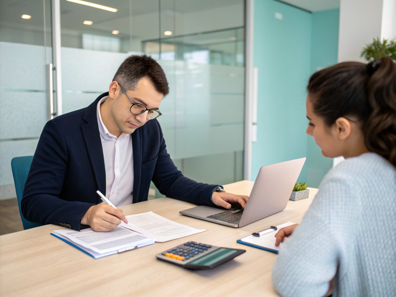 Professional tax consultant working in a modern office